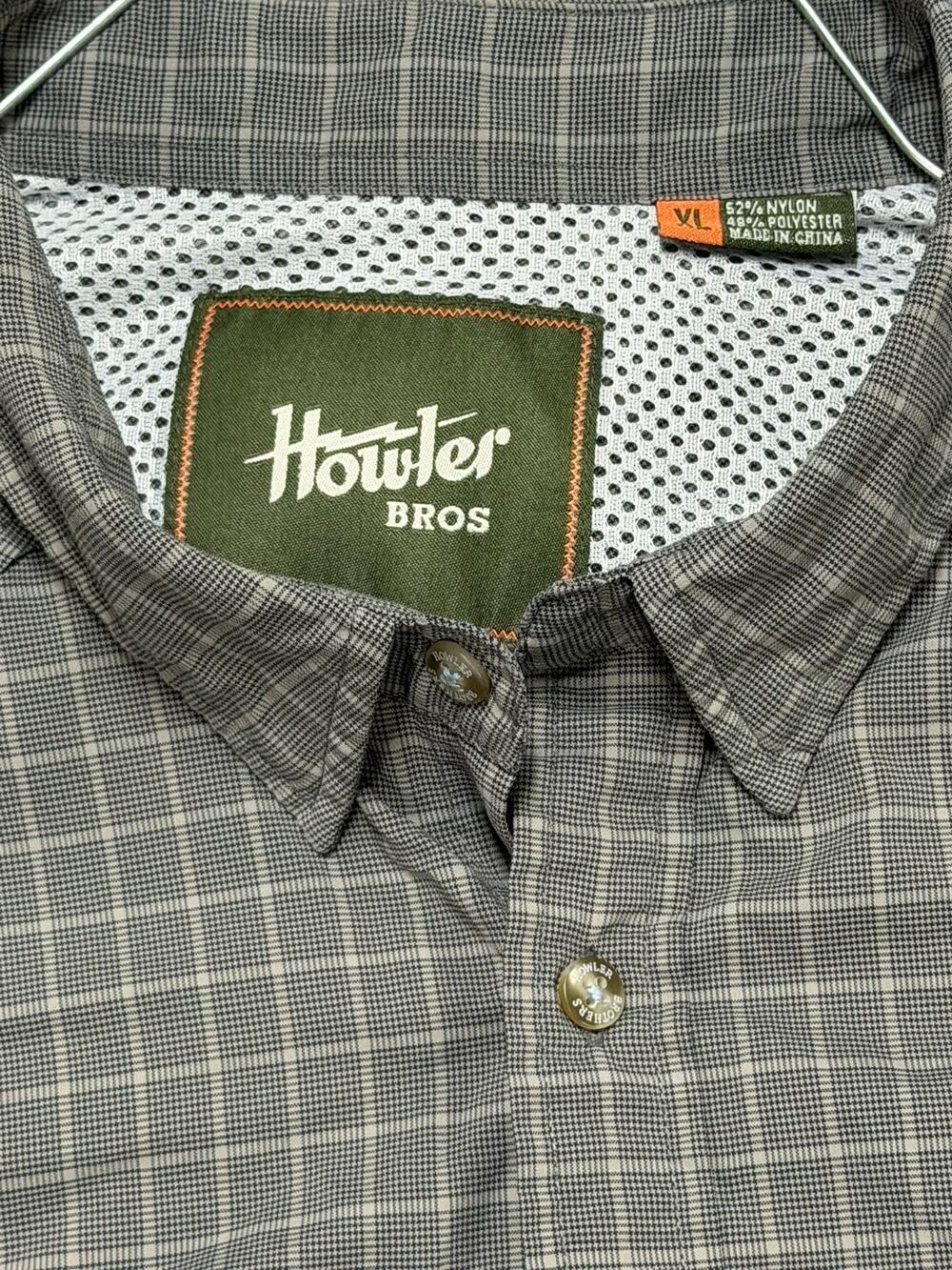 Howler Bros Matagorda Men’s XL Gray Plaid Vented Fishing Shirt Long Sleeve